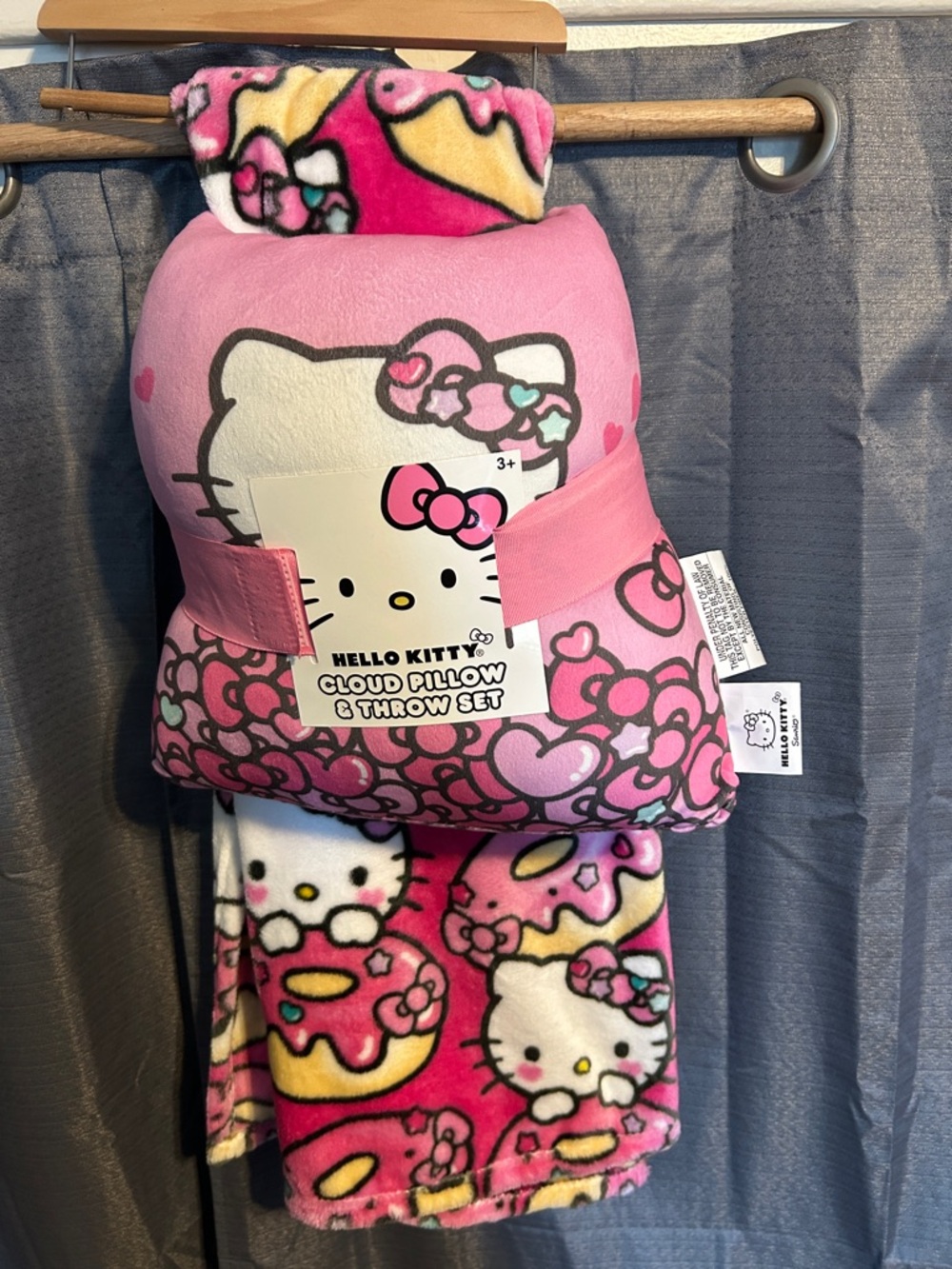 Hello Kitty Pink Donut Cloud Pillow & Throw Set